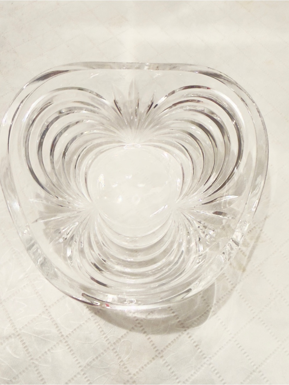 Aurea Royal Crystal Rock Trinket Dish Bowl Ripple Design Italy 1990 Lead Crystal